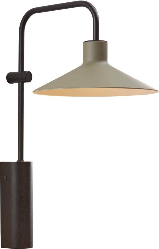 Platet A02 LED-vegglampe med bryter, oliven