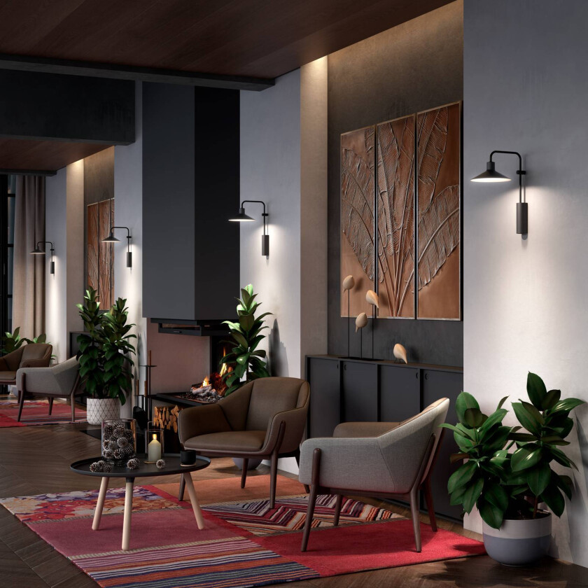 Platet A01 utend LED-vegglampe sv skjermen