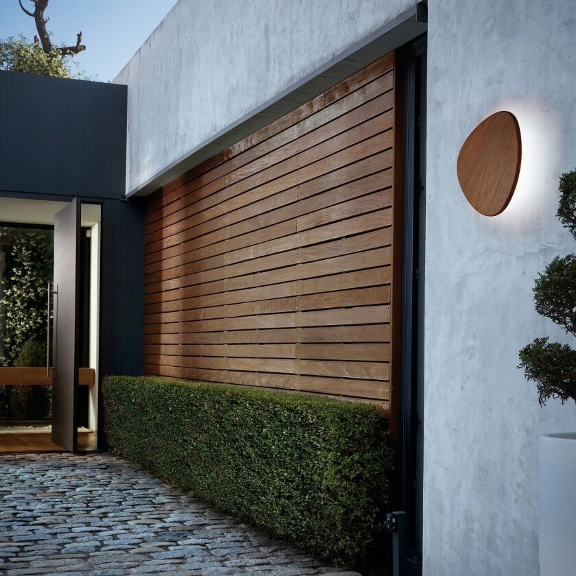 Tria 05 utendørs LED-vegglampe teaktre