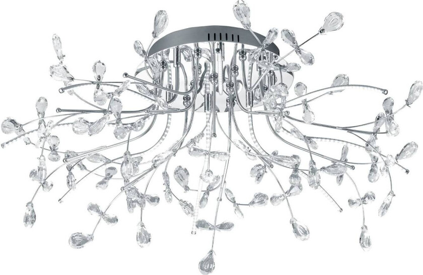 Taklampe Crystal, krom, 77 cm
