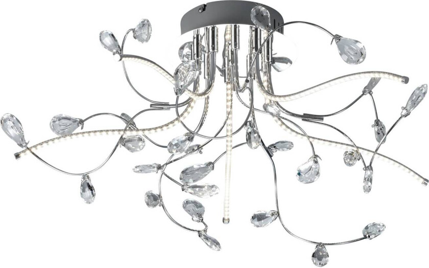 Taklampe Crystal, krom, 54 cm
