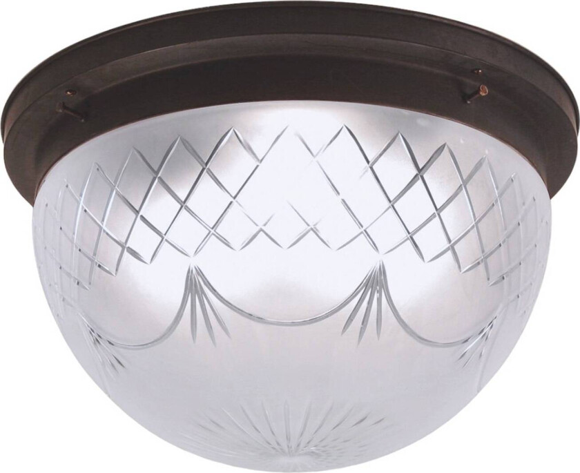 Taklampe Karolin med dekorert glasskjerm