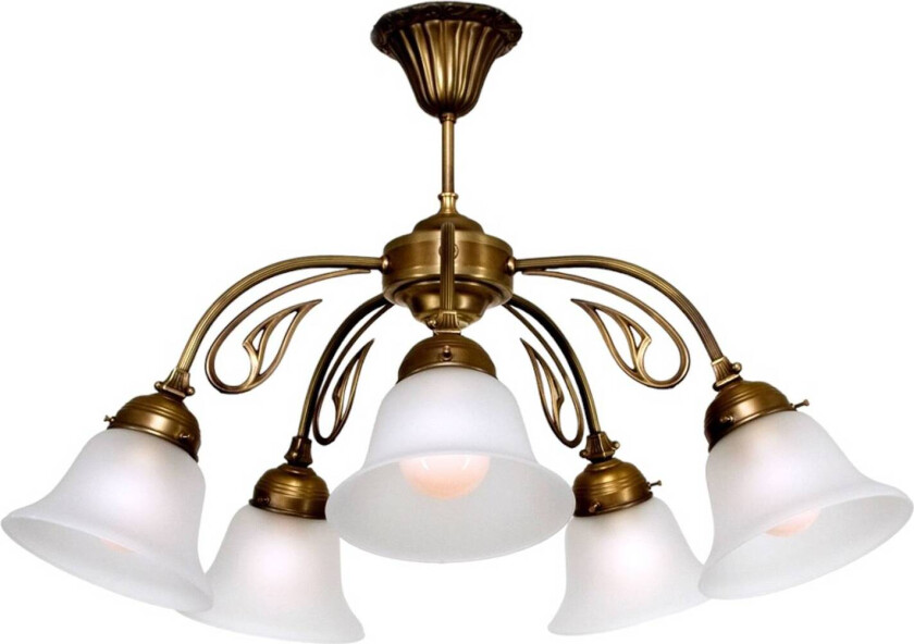 Taklampe OLGA av messing med fem lys