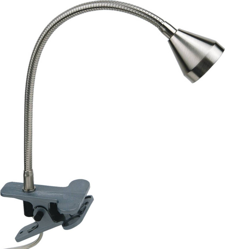 LED-klemmelampe Mini, fleksibel arm, nikkel, 3000K