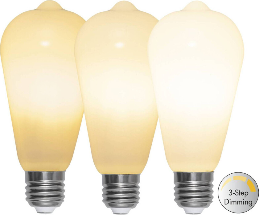 LED-rustikkpære E27 ST64 6,5W 3-trinns dim, opal