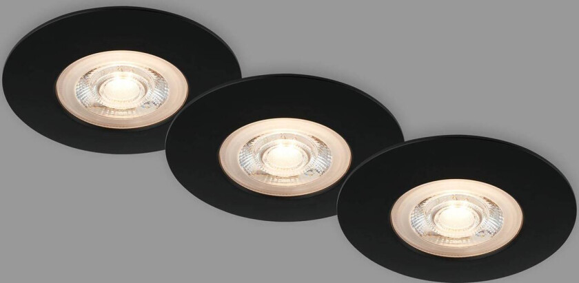 LED-downlight Kulana svart, sett med 3, IP65