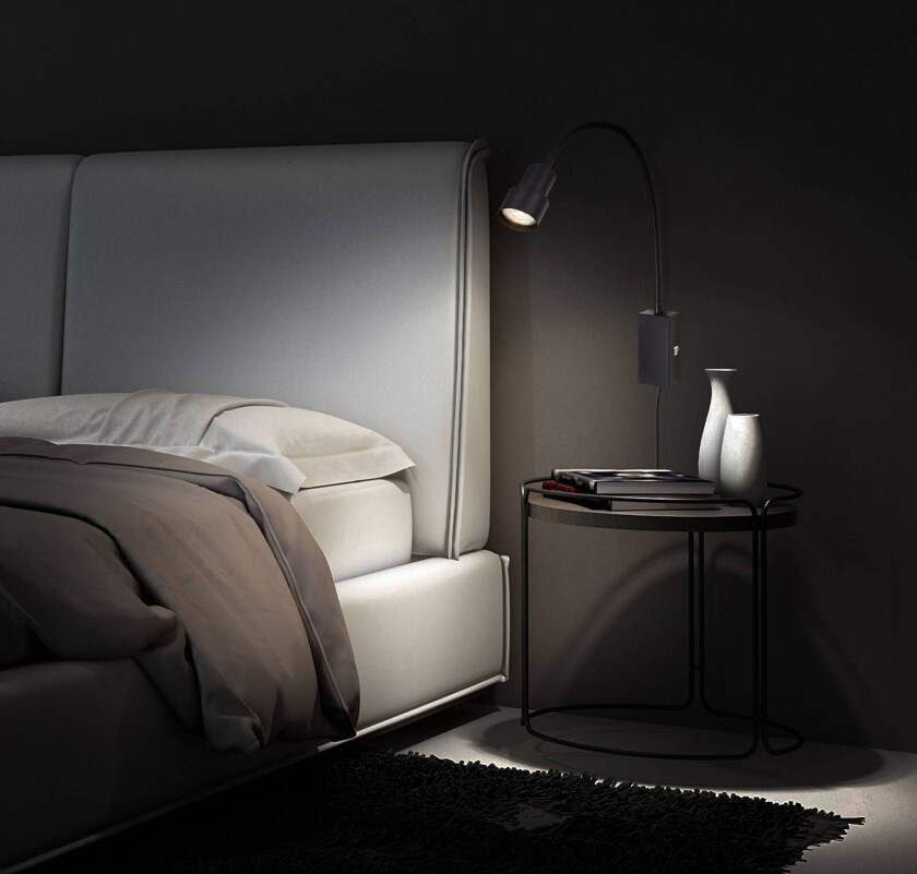 LED-vegglampe Tusi med fleksibel arm, svart