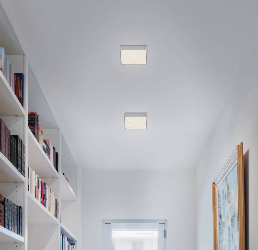 LED-taklampe Flame Star, 15,7 x 15,7 cm sølvfarget