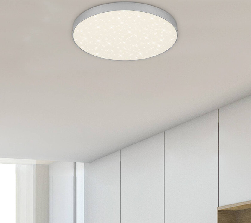 Flame Star LED-taklampe, Ø 28,7 cm, sølv