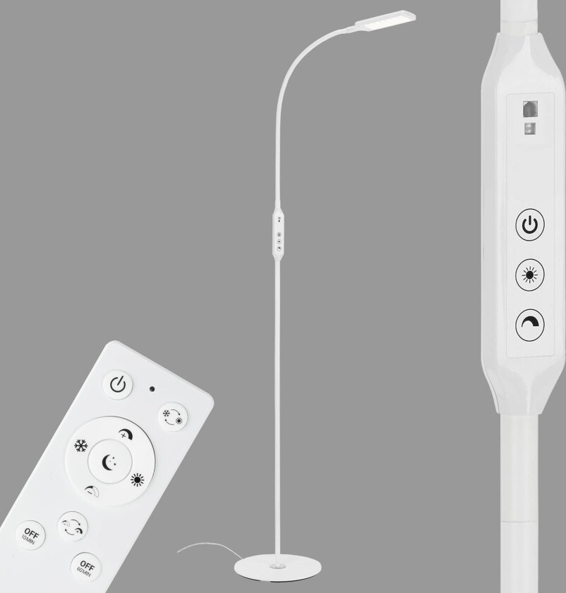 LED-gulvlampe Office Remote, fjernkontroll, hvit