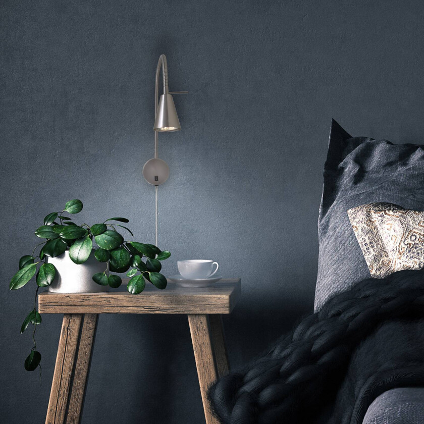 LED-vegglampe Tusa, veggelement, nikkel