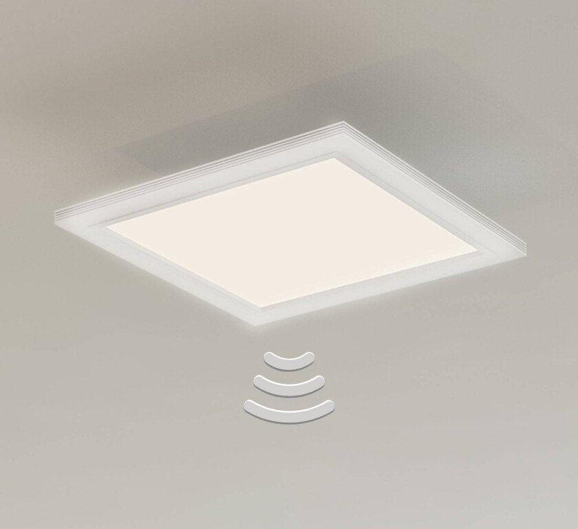 LED-taklampe Piatto, sensor, 29,5 x 29,5 cm