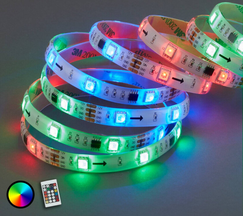 Med 164 lysfunksjoner - 500 cm RGB LED-stripe Mo