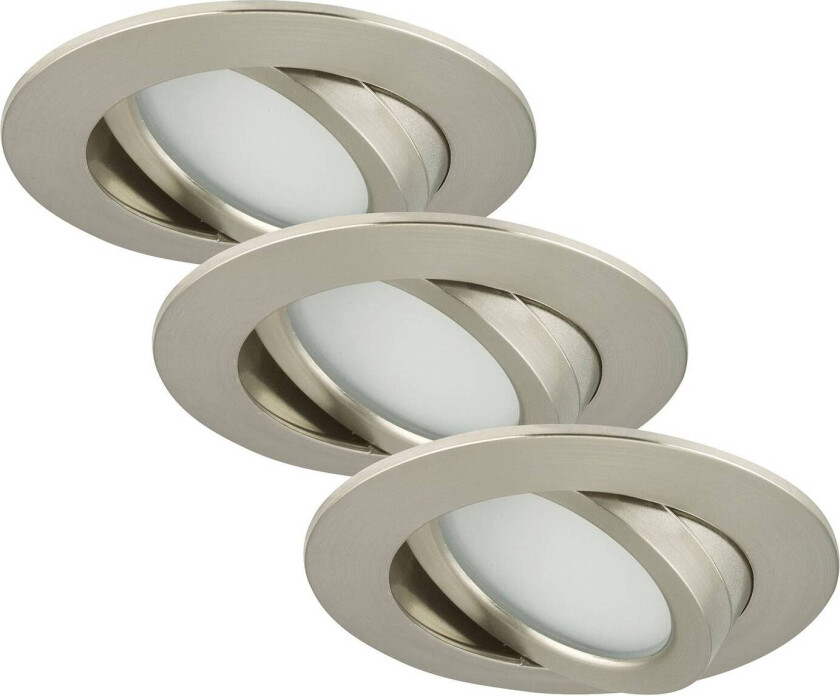 3-er-sett dreibar LED-downlight Bert, nikkel