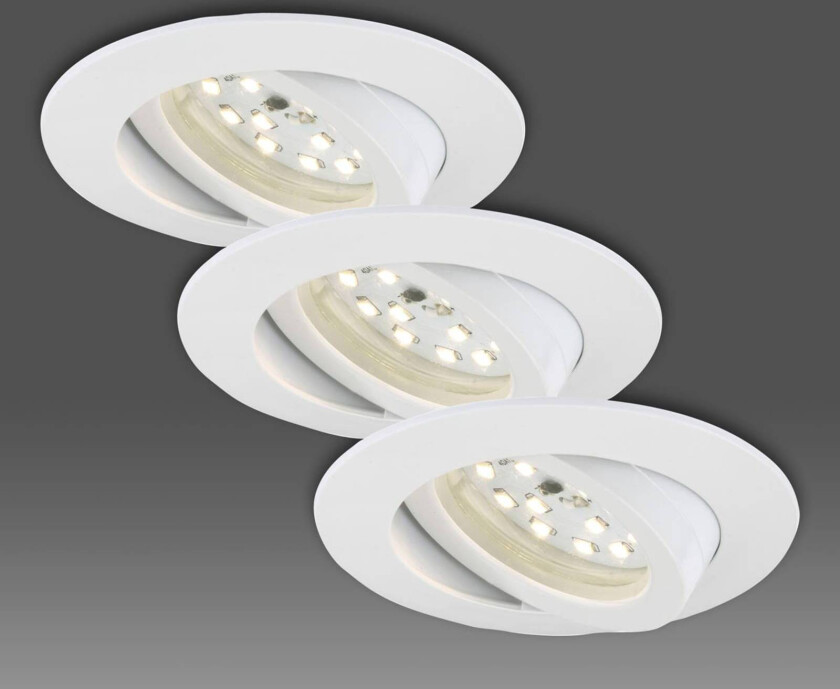 Hvit LED-downlight i 3-pakning - dreibar