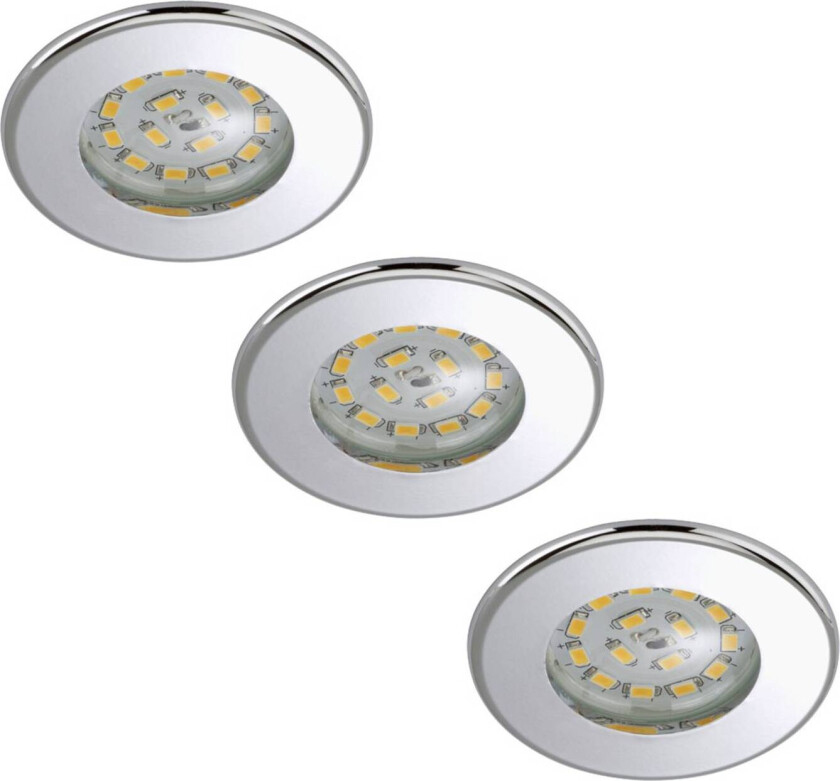 LED-downlight Nikas IP44, krom, 3er sett