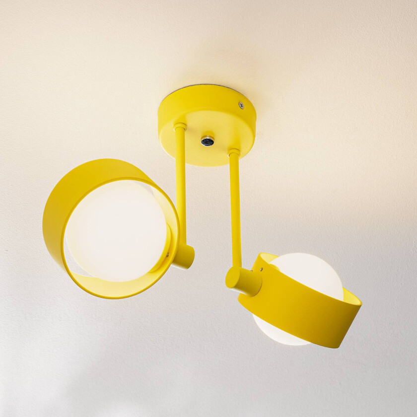 Taklampe Mado av stål, gul, 2 lyskilder