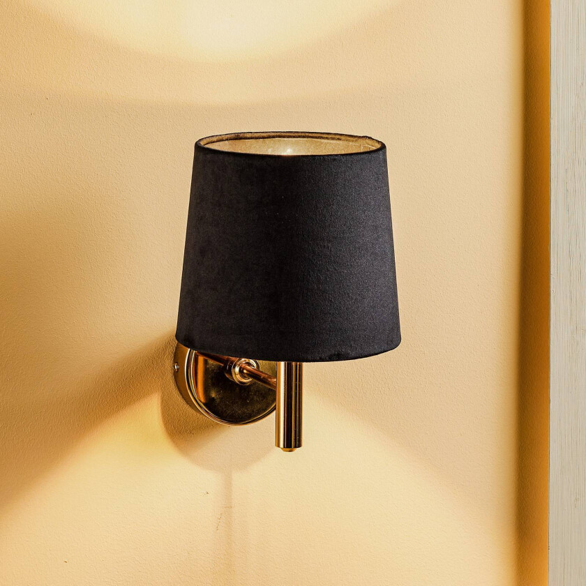 Vegglampe Polo, svart/mørk messing