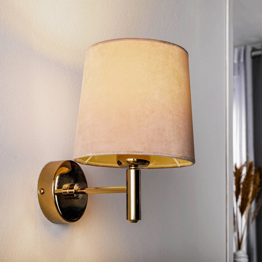 Vegglampe Polo, beige/messing mørk