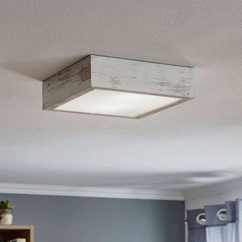 Taklampe Tromsö, 30x30 cm hvit antikk