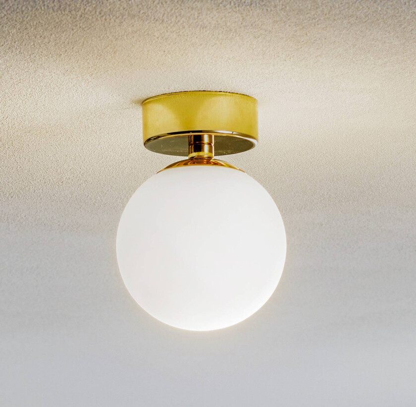 Taklampe Fatis, opalglass/messing, 1 lyskilde