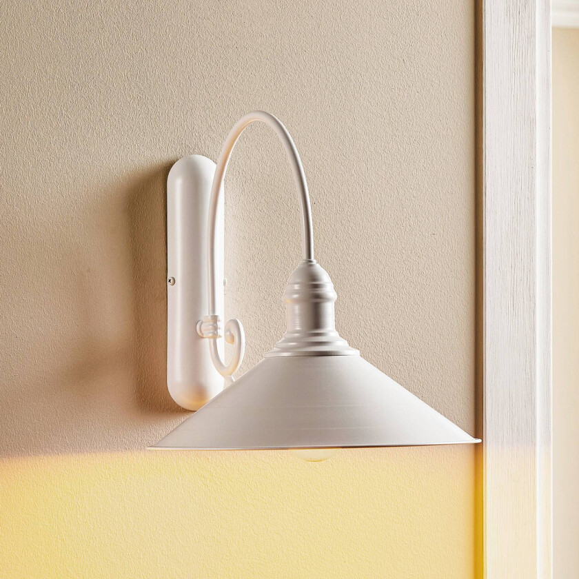 Vegglampe Elmo, lakkert hvit