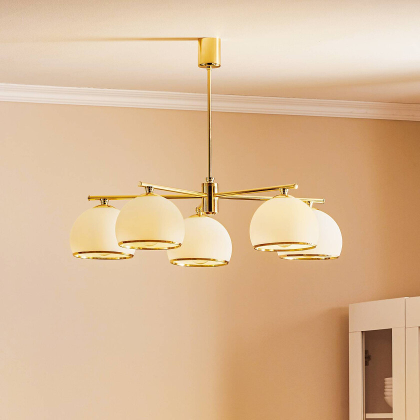 Hengelampe Myna, 5 lyskilder, messing