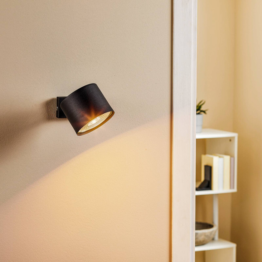 Bot veggspotlight, svart, bevegelig