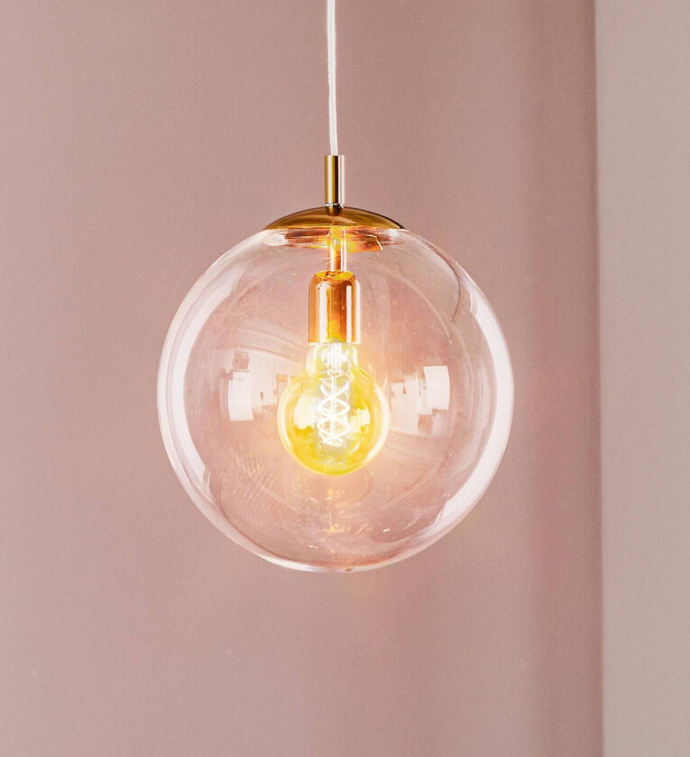 Hengelampe 562, klart glass, gullfarget kappe/himmel