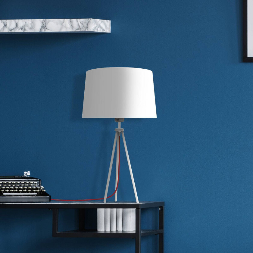Tropic bordlampe hvit, rød kabel