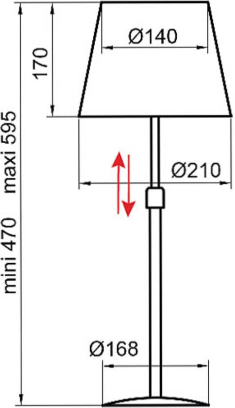 Store bordlampe, svart/rød