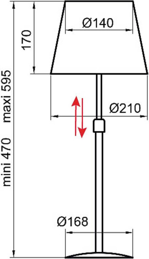Store bordlampe, alu/hvit