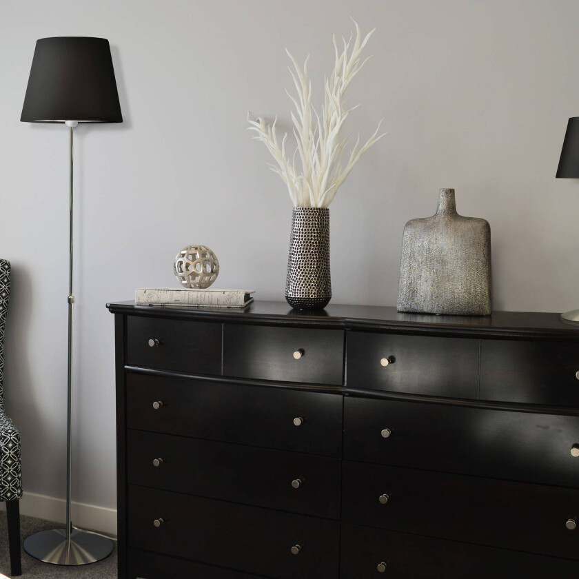 Store gulvlampe, alu/svart