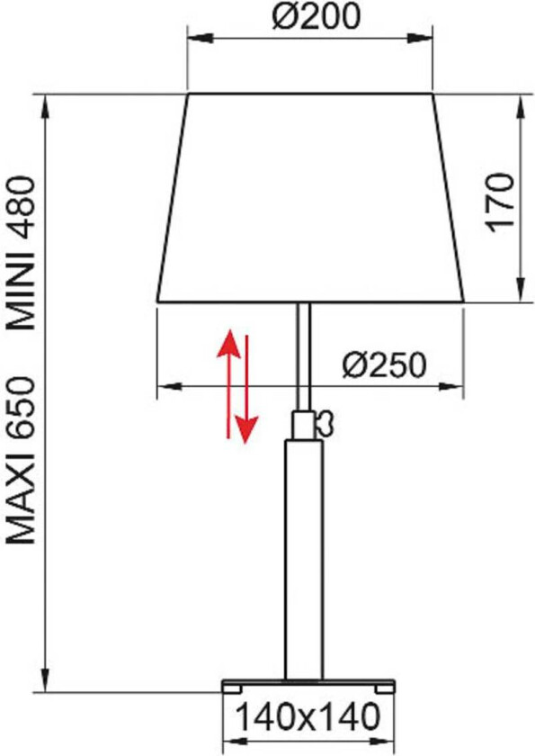 Quatro Up bordlampe eik grå / krom
