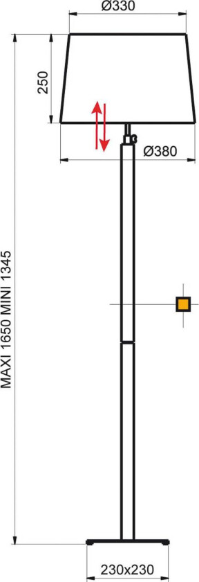 Quatro Up gulvlampe ibentre/krom