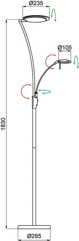 Kitel 89 LED-gulvlampe med LED-leselys