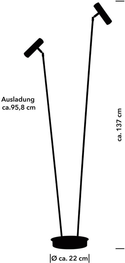 Tom Pro LED-gulvlampe, svart, 2 lyskilder, CCT, dimmer