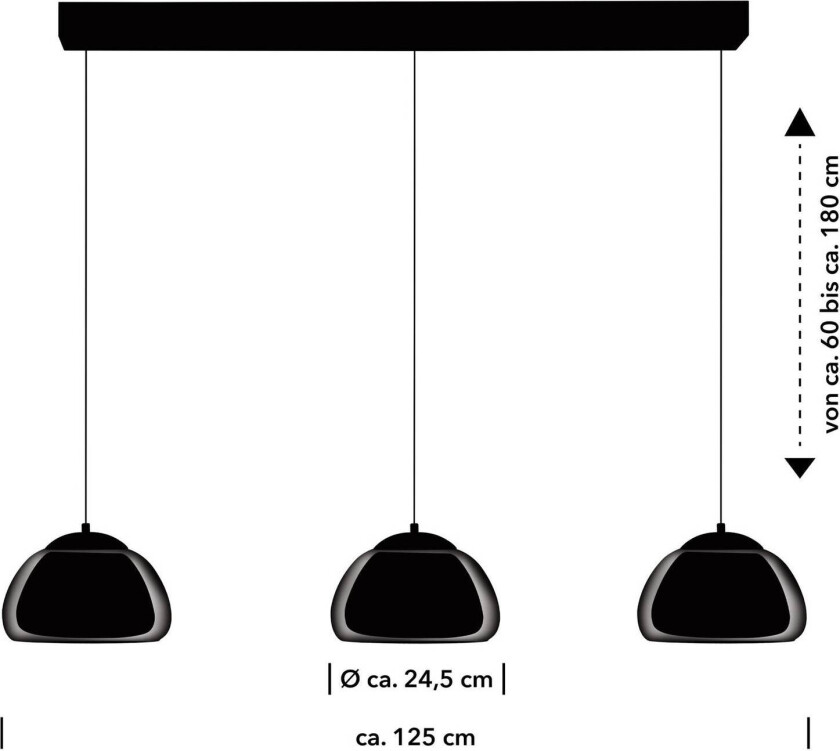 Luxxo LED-hengelampe, svart, 3 lyskilder, fjernkontroll