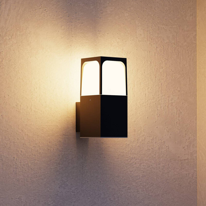 utendørs vegglampe Veta, svart, aluminium, bredde 9 cm
