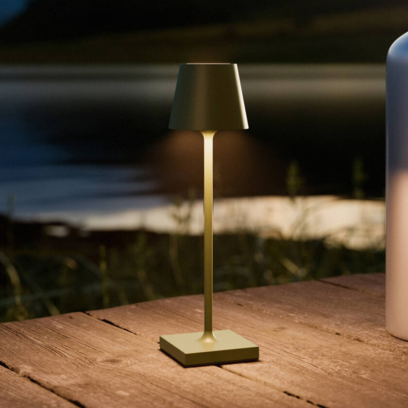 Nuindie pocket LED oppladbar bordlampe, grangrønn, IP54, dimbar
