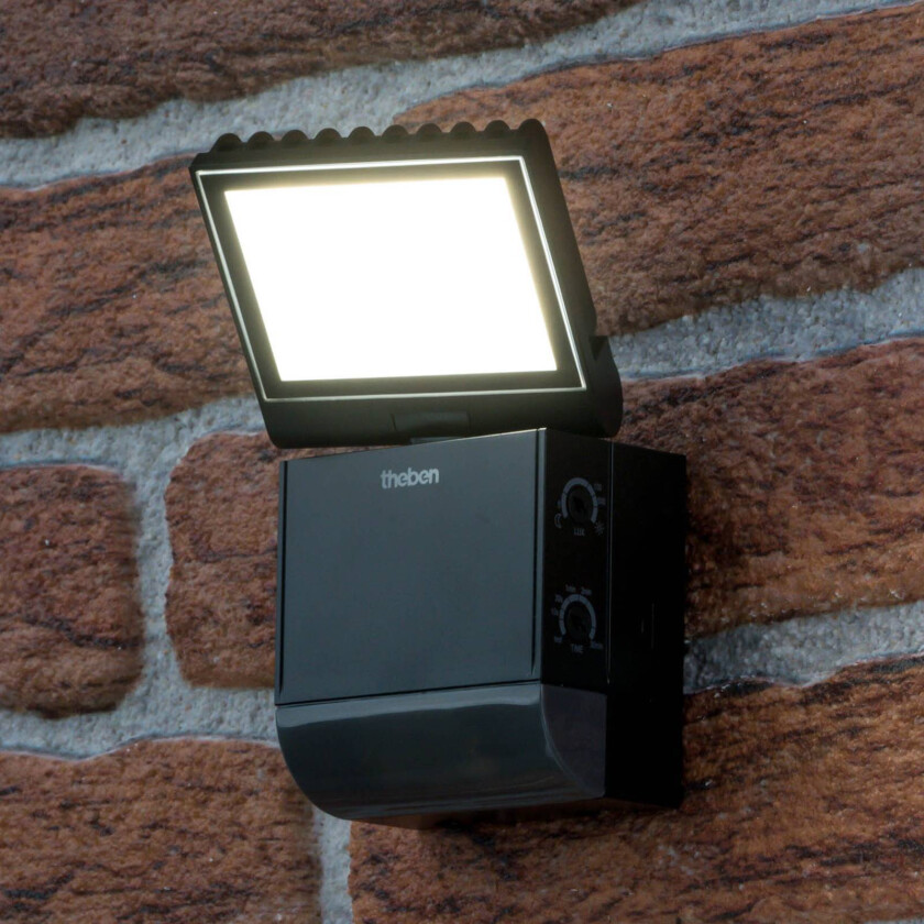 utendørs LED-vegglampe theLeda S8-100, svart, sensor