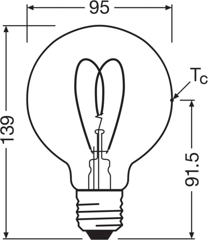 OSRAM LED Vintage G95 E27 8W 922 Heart Filament gull dimbar
