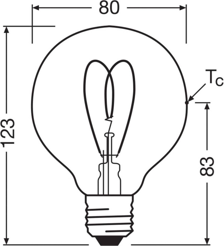OSRAM LED Vintage G80 E27 4,9W 922 Heart Filament gull dimbar