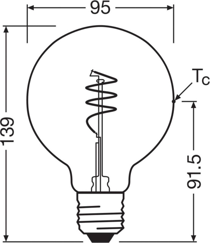 OSRAM LED Vintage G95 E27 3,4W 827 Spiral Filament gull