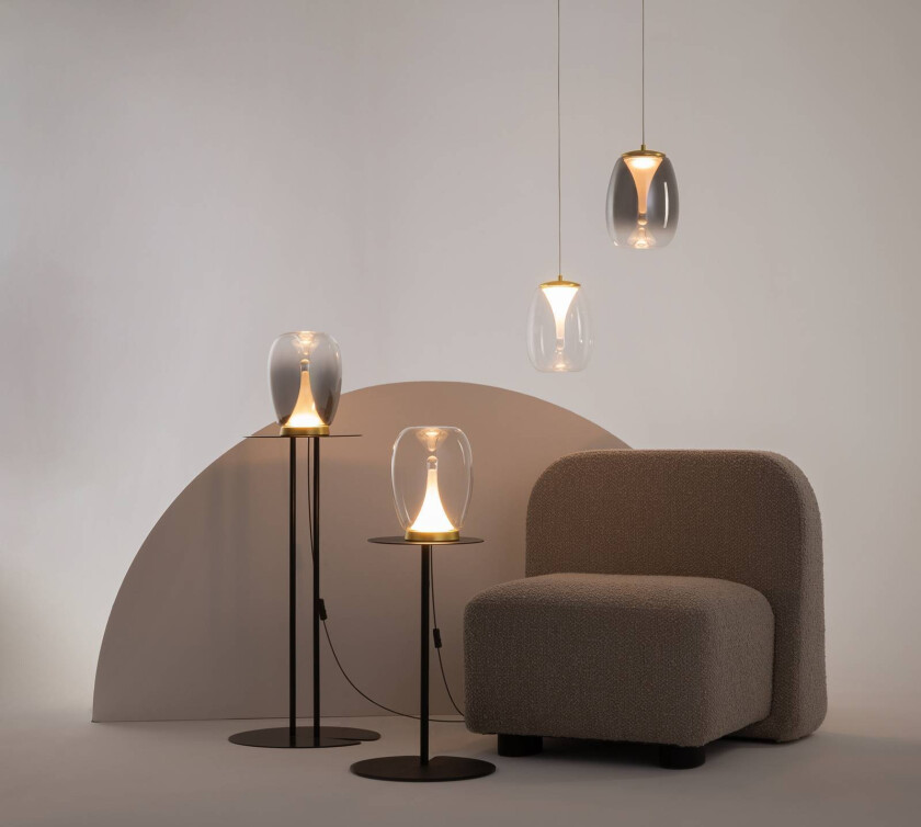 LED-hengelampe Splash, røykgrå, Ø 20 cm, glass