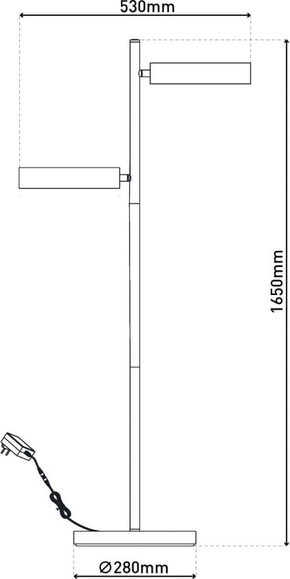 LED-gulvlampe Tessa svart/beige 165 cm Touchdim CCT 2 lyskilder.