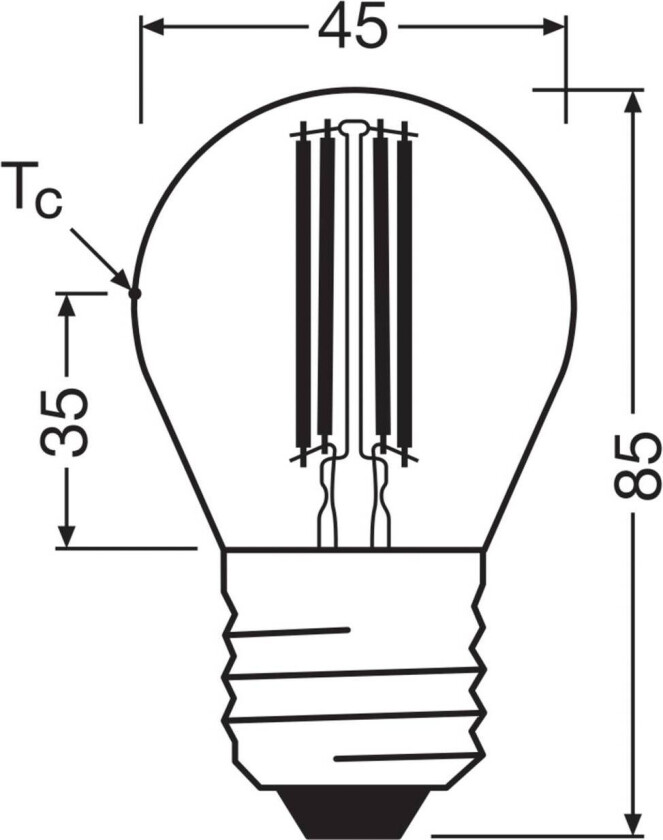 OSRAM LED-filamentpære E27 2,2W 2700K 470lm