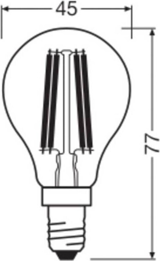 OSRAM LED-filamentpære dråpe E14 1,2W filament 2700K 255lm