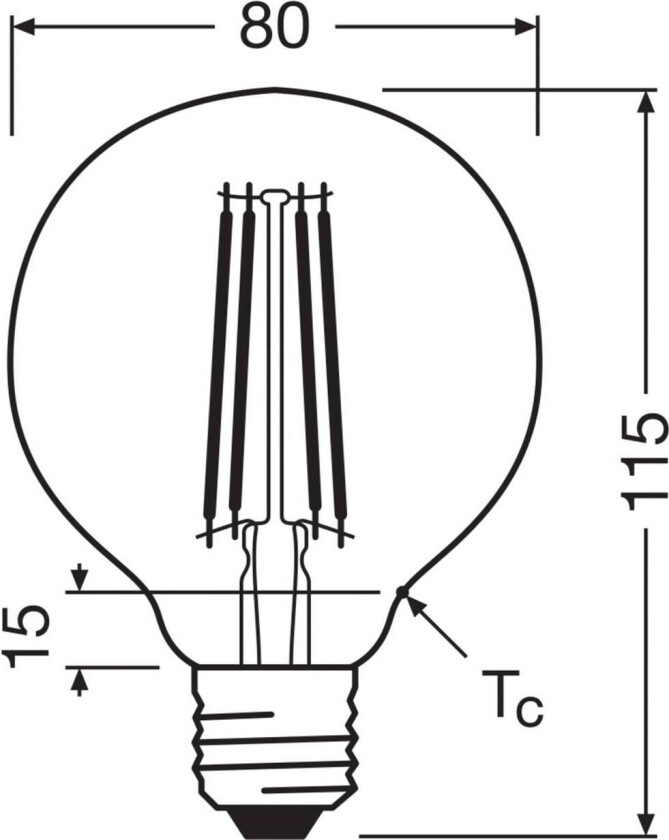OSRAM LED-filamentpære Globe G80 E27 2,2W Filament 2,700K