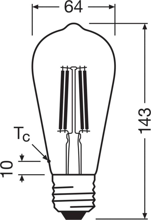 OSRAM LED-filamentpære E27 2,2W Filament 2,700K